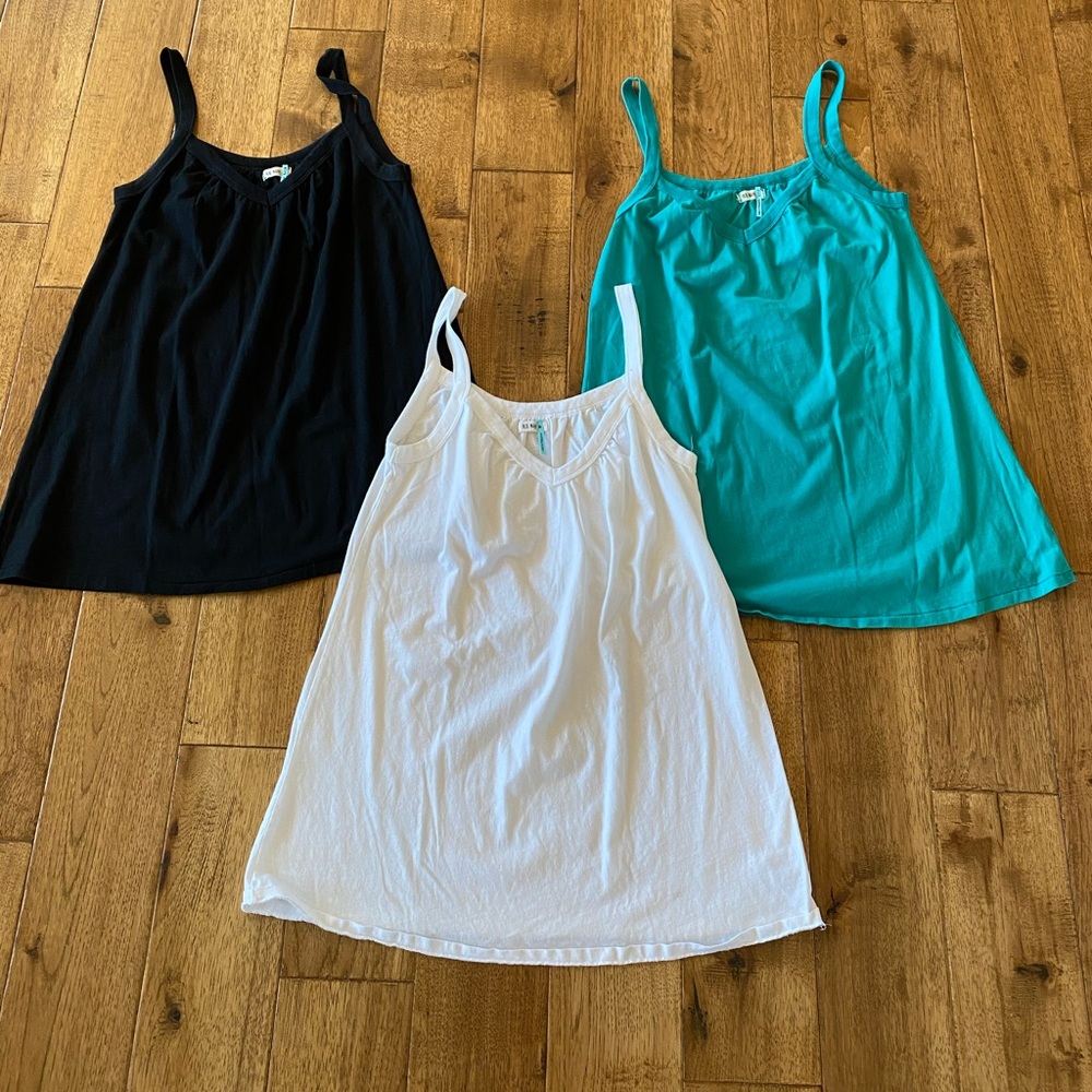 Tank-top lot; 1 sm black, 1 sm teal, 1 med white